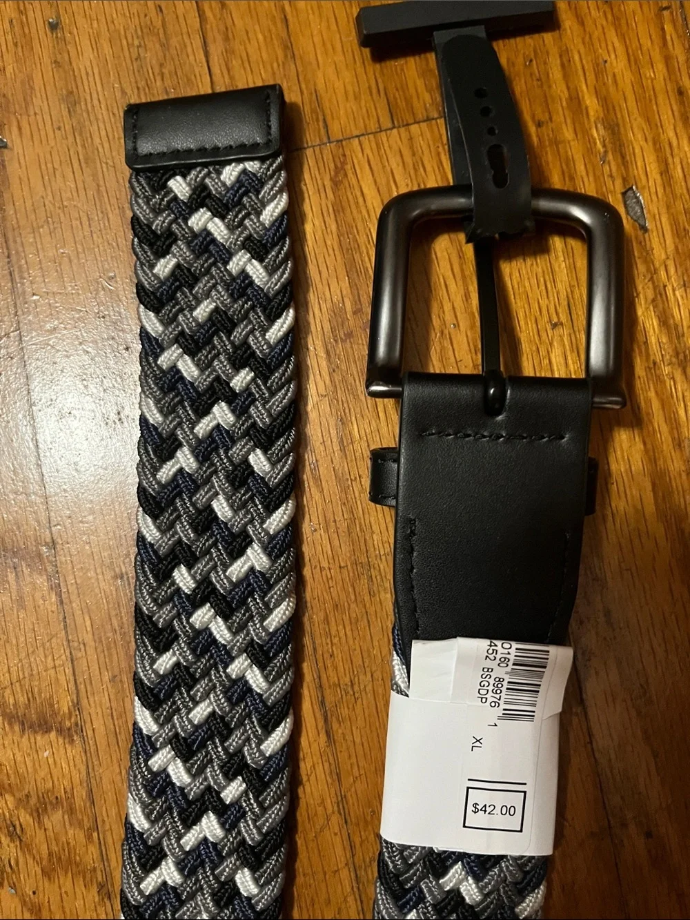 NWT Nike Black & White Braided Men's Stretch Belt with Buckle Size XL